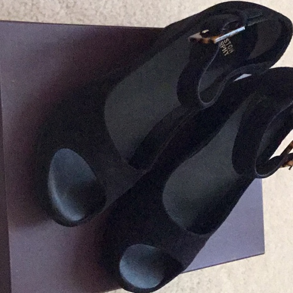 Johnston Murphy Nubuck suede platform wedges